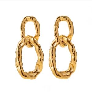 Hammered Gold Plated Link Earrings NWT